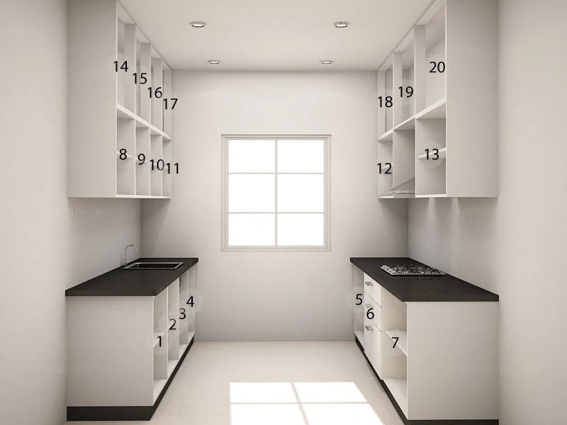 Rainer Leather Black and Henna Green Parallel Modular Kitchen